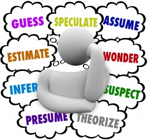 Guess Speculate Estimate Person Thinking Thought Clouds