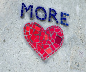 Heart-shaped decoration on the concrete wall